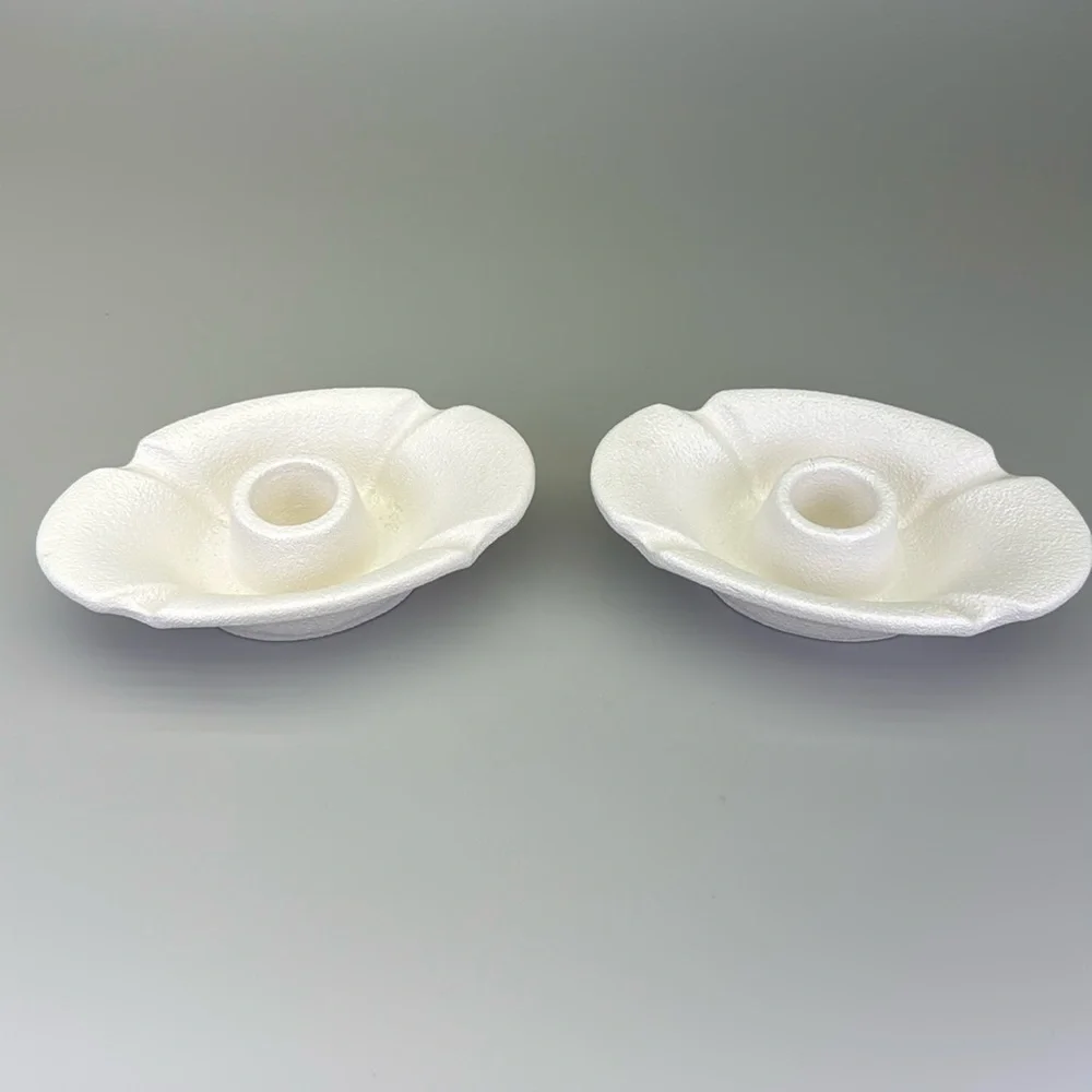 Haeger Textured  White Ceramic Candle Holders